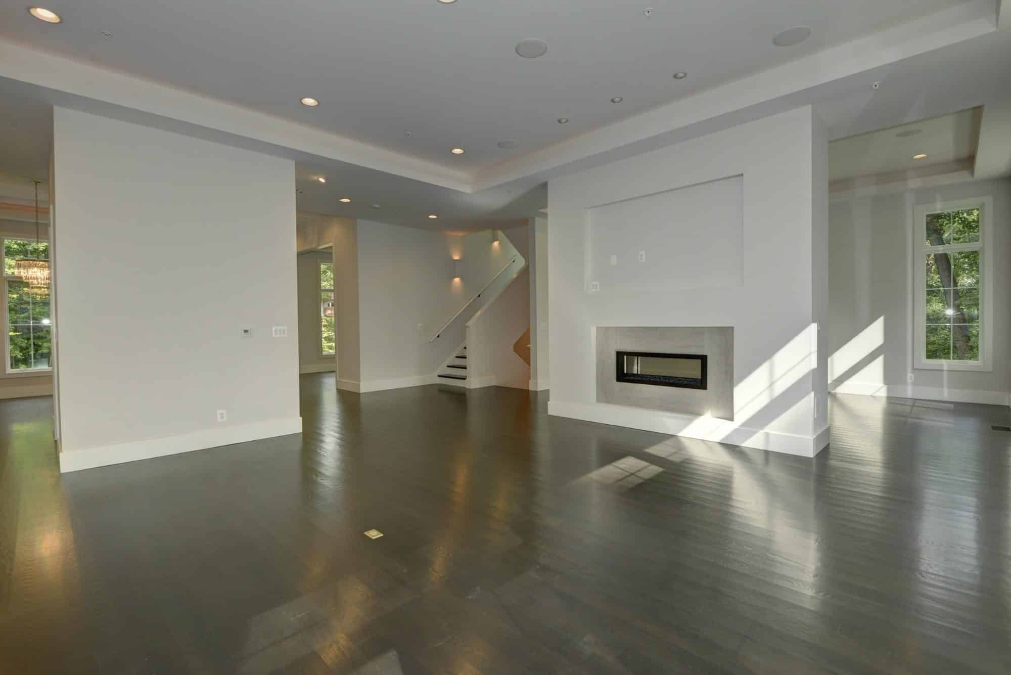 Fire on one end, staircase on the other - nothing in between.