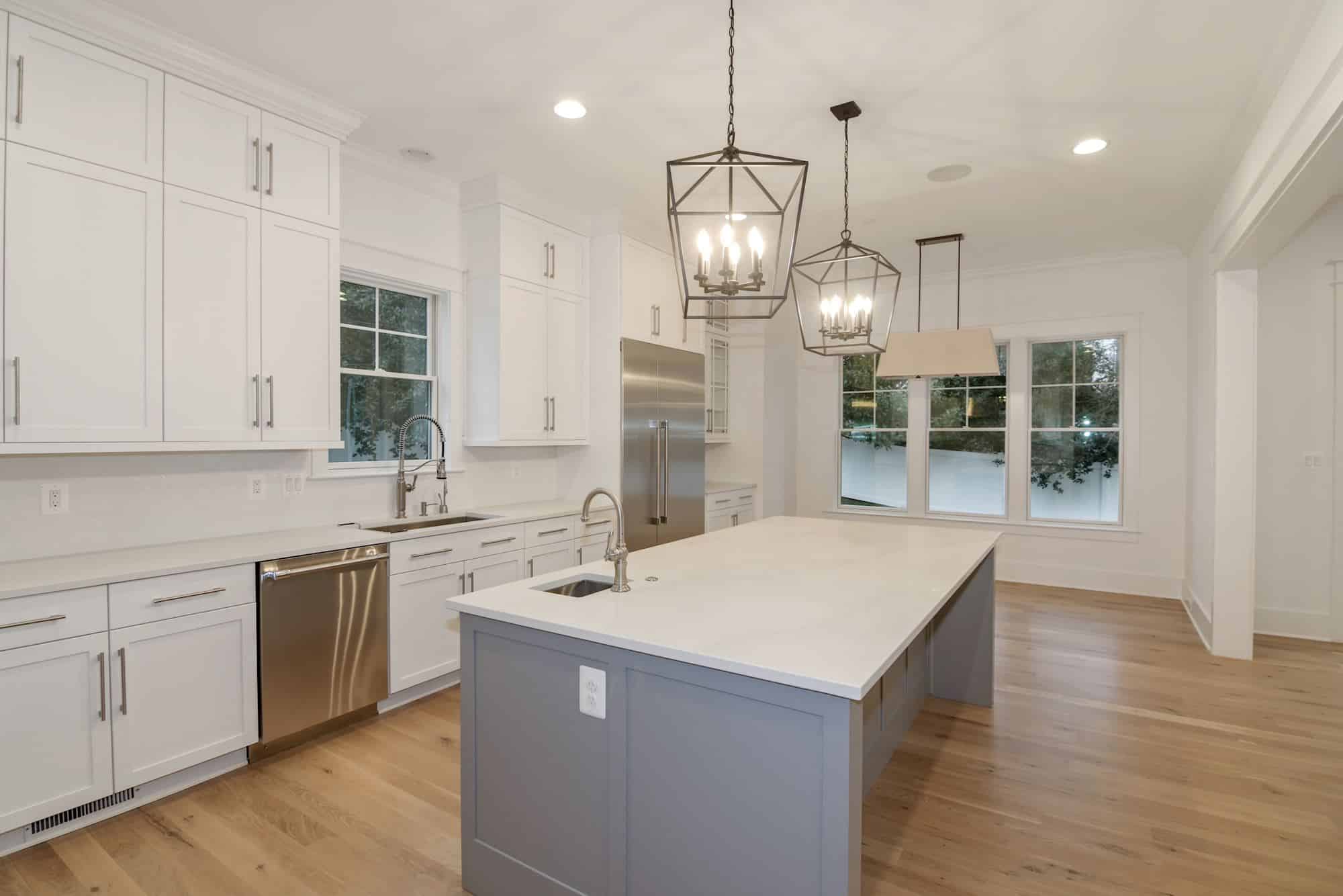 Open to the dining room, the island anchors everything.