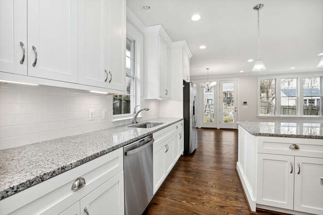 Long run of counter space built for two cooks at once.
