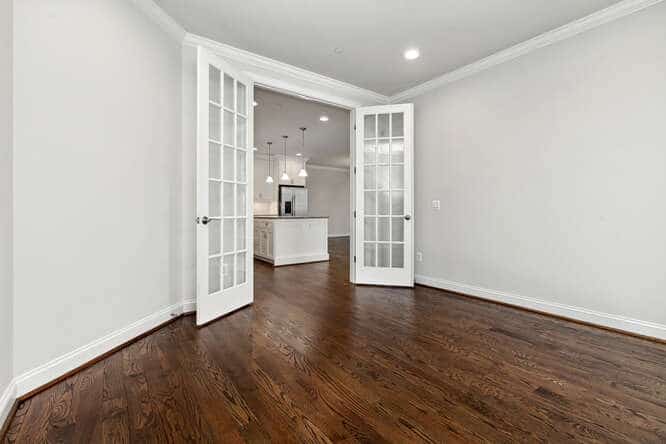 French doors close and the rest of the house disappears.