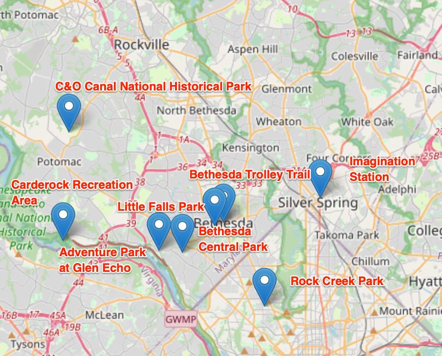 Map of all the Parks in Bethesda Maryland and the Ultimate Guide to Parks