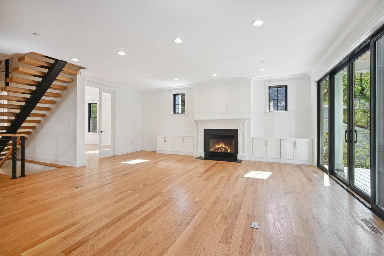 Fire lit, glass open, inside and outside trade places.