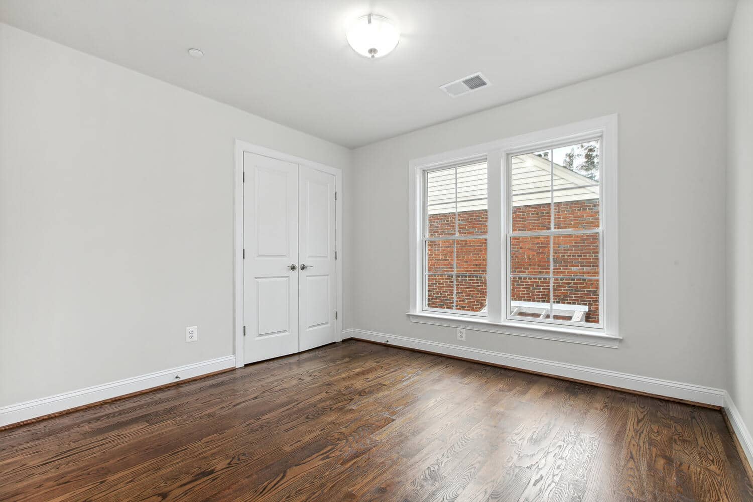 Double doors, hardwood, light from the side