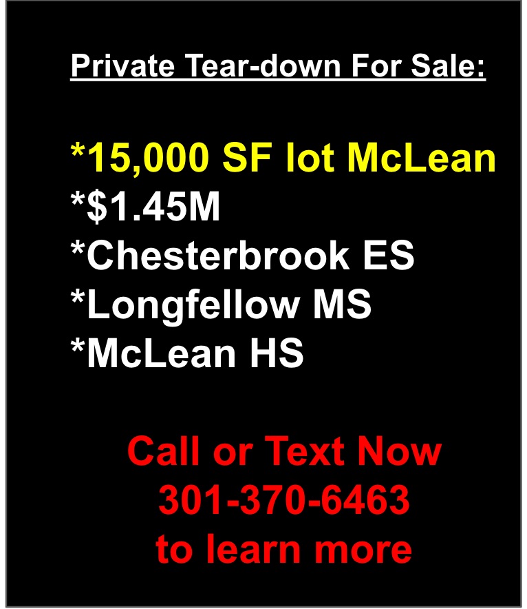 McLean Virginia tear down lots for sale ideal for new homes