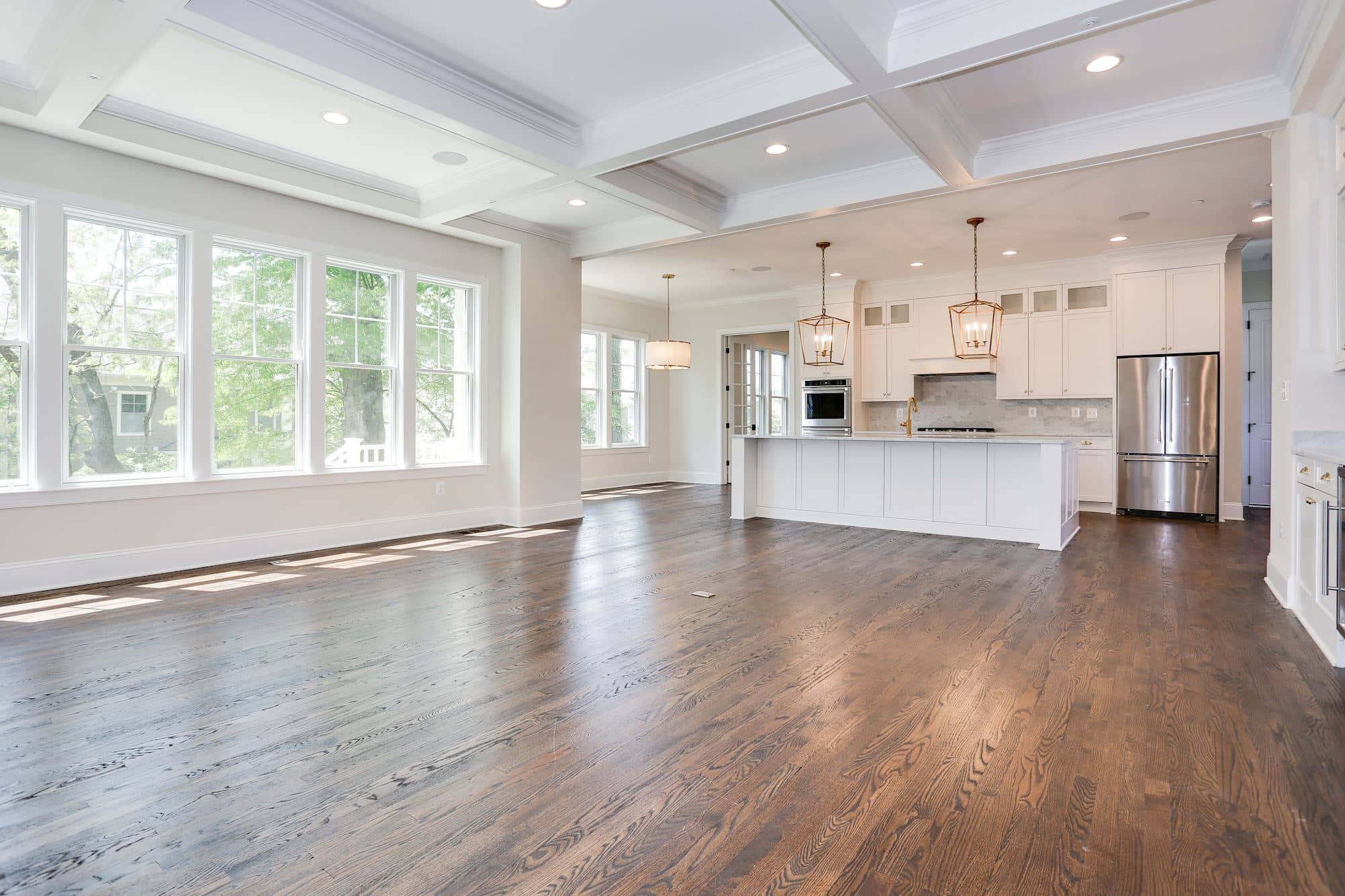 Open to the kitchen, yet the scale holds its own.