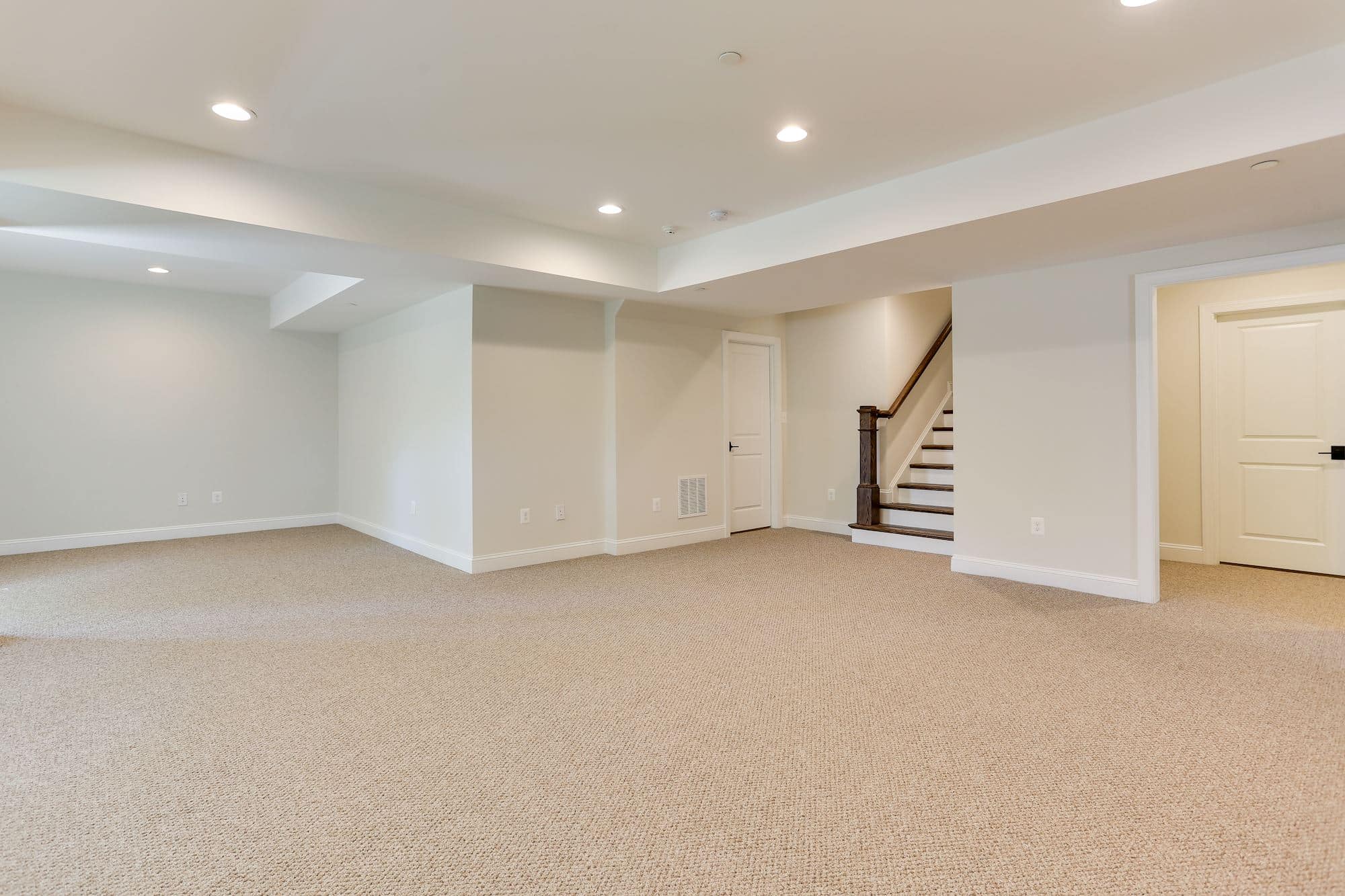 Finished lower level ready for a media room, gym, or flex space