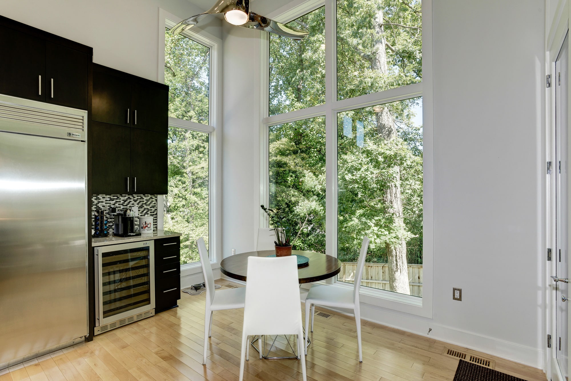 Wine storage by the windows