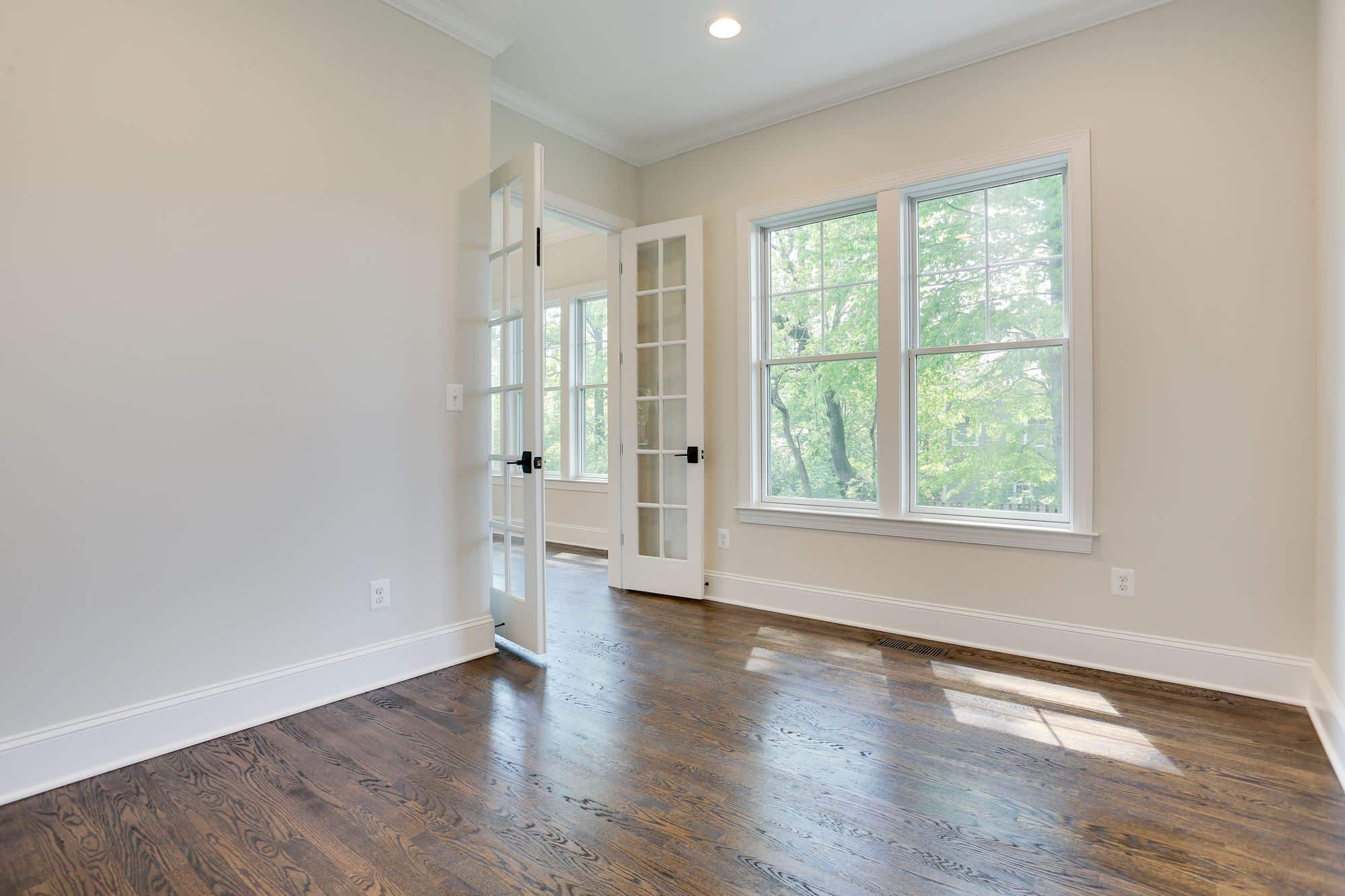 French doors close it off, glass keeps it open